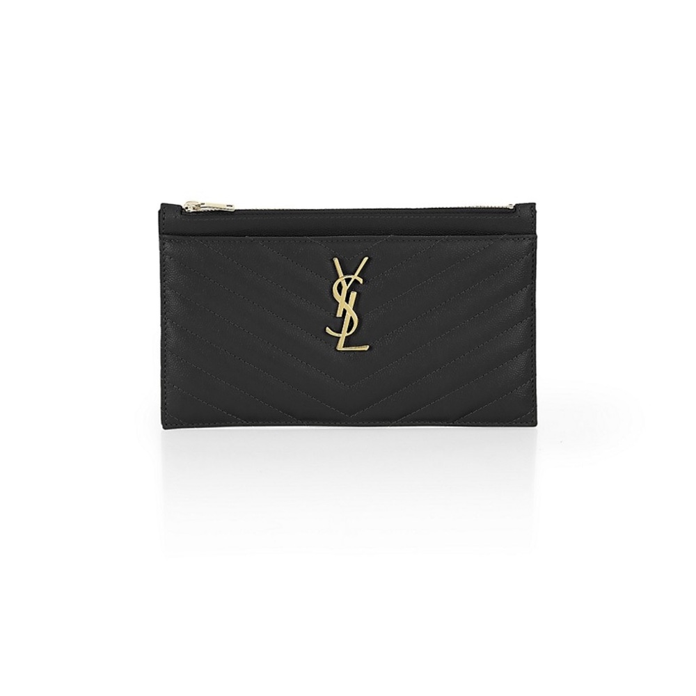 NWB YSL Monogram Matelassé Leather Zip Pouch
